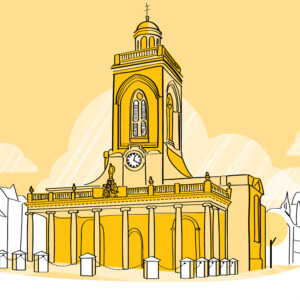 Digital Illustration of Northampton Church for an estate agents Digital Illustration of Northampton Church