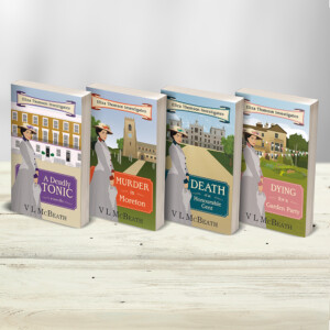 Set of illustrated book covers for a cozy mystery series Set of illustrated book covers for a cozy mystery series