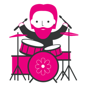 Cute illustration of a drummer for self-storage company Drummer cute character illustration