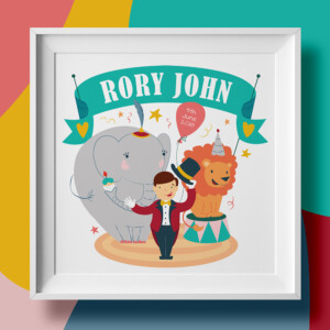 Circus themed custom birth announcement poster Circus themed custom birth announcement poster