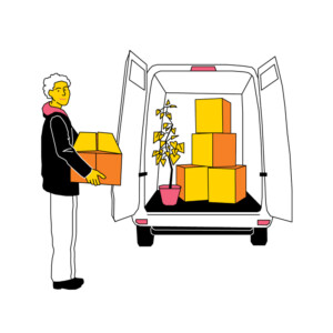 Part of a set of illustrated scenes for Urban Locker Self Storage