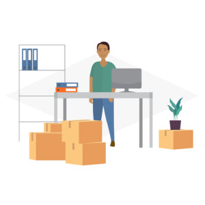 A scene illustrating business storage for StoreMe Self Storage A scene illustrating business storage