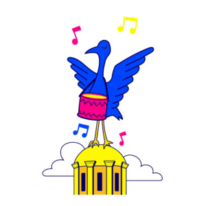 Part of a set of illustrations for Eurovision 2023 Illustration of one of the Liver Birds from Liverpool