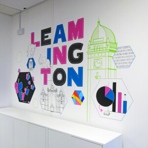 Mural with custom lettering for an office in Leamington Spa Mural with custom lettering for an office in Leamington Spa