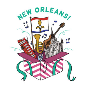 Illustration of New Orleans landmarks and icons Illustration of New Orleans landmarks and icons