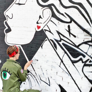 Exterior mural for LTB Showrooms in Coventry Handpainted mural in a black and white design