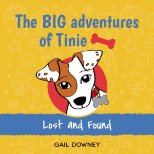 Illustrated book cover - the story of a rescue dog called Tinie